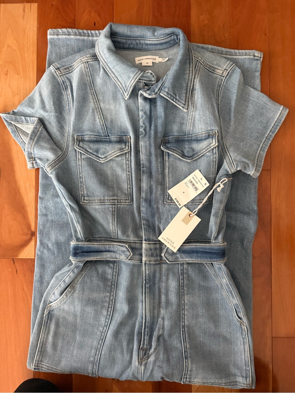 Light Wash Denim Short Sleeve Jumpsuit - Picture 1 of 1
